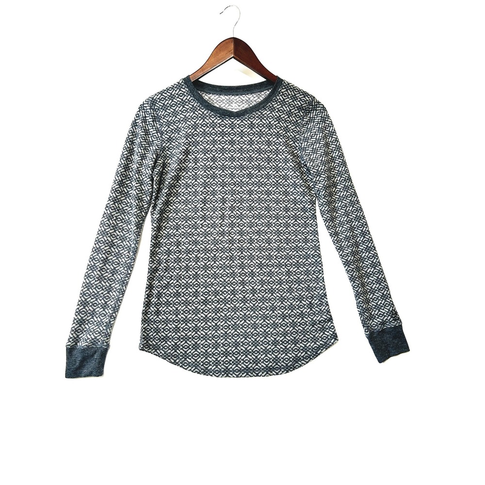 Cuddl Duds Womens Thermal Long Sleeve Top Geometric Size Small Waffled Gray‎